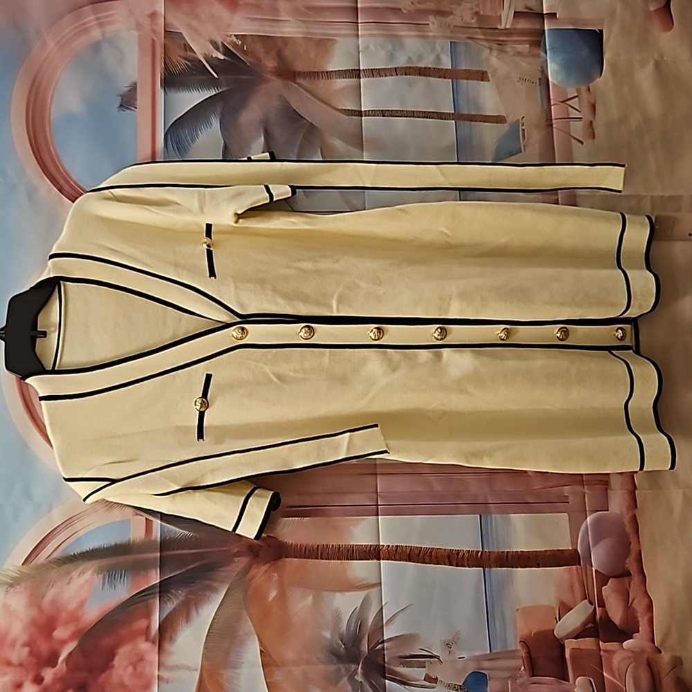 Emery Rose Long Cream Cardigan Dress